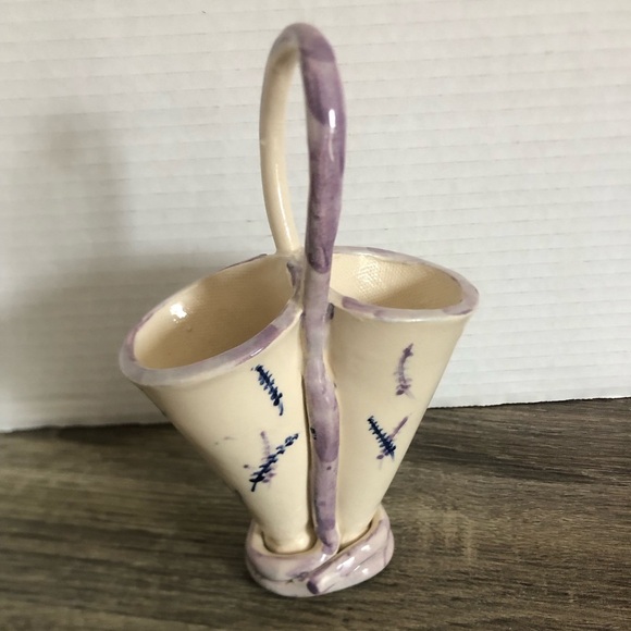 Handmade Pottery Double Vase with Handle - Picture 2 of 10